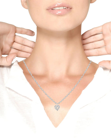 .925 Sterling Silver 1 1/4 Cttw Round Diamond Openwork Ribbon Weave Heart Pendant 18" Necklace (I-J Color, I3 Clarity)