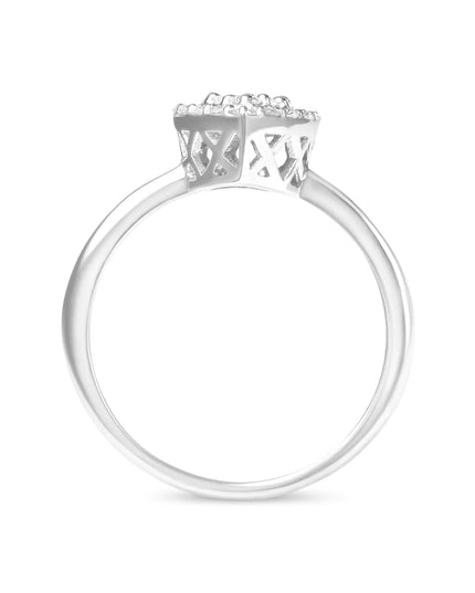 10K White Gold 3/8 Cttw Round-Cut Lab Grown Diamond Cluster Pear Promise Ring (G-H Color, VS2-SI1 Clarity)