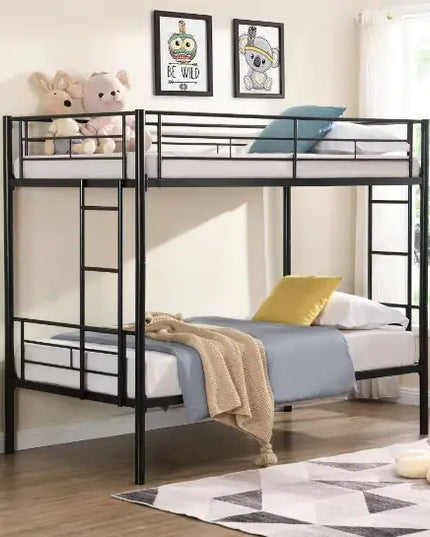 Silver Metal Bunk Bed With Trundle