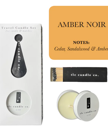 Travel Candle with Matches - Amber Noir