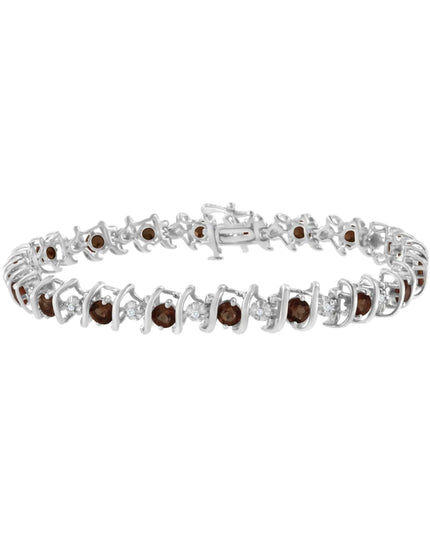 .925 Sterling Silver Lab-Grown Birthstone and 1/6 Cttw Round Diamond Tennis Bracelet (H-I Color, I1-I2 Clarity)