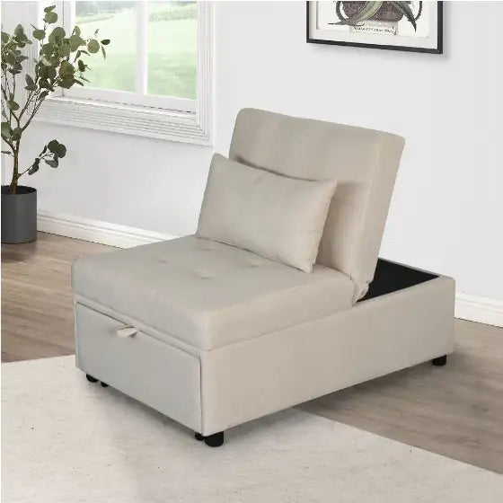 Gray Folding Ottoman Sofa Bed