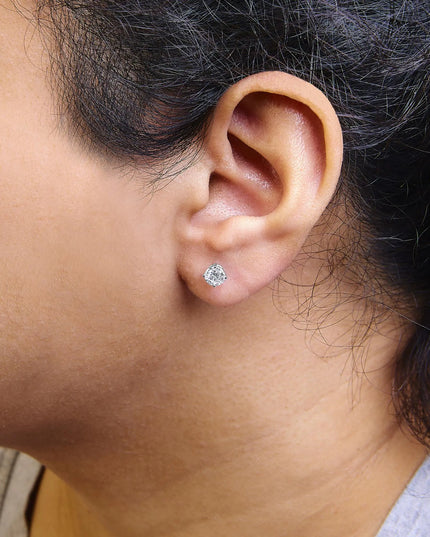 .925 Sterling Silver Round Brilliant Cut Lab Grown Diamond 4-Prong Classic Solitaire Stud Earrings