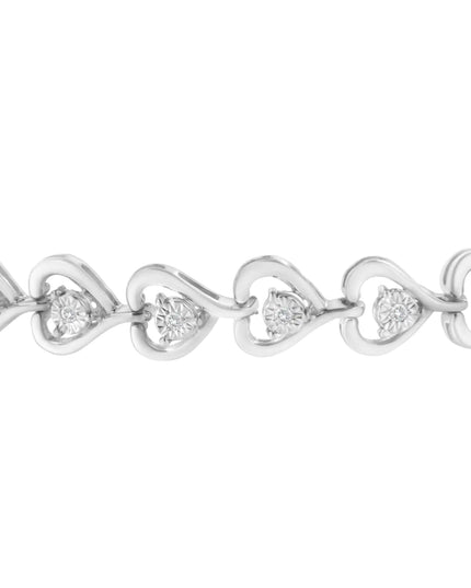 Sterling Silver Diamond Woven Heart Bolo Bracelet (0.1 cttw, H-I Color, I2-I3 Clarity)