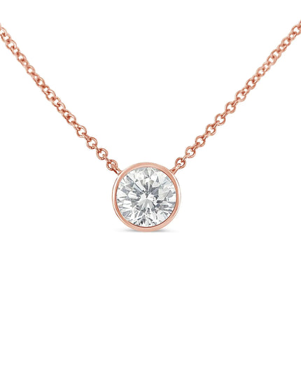 Sterling Silver Bezel-Set Diamond Solitaire Pendant Necklace (1/3 cttw, H-I Color, I1-I2 Clarity)