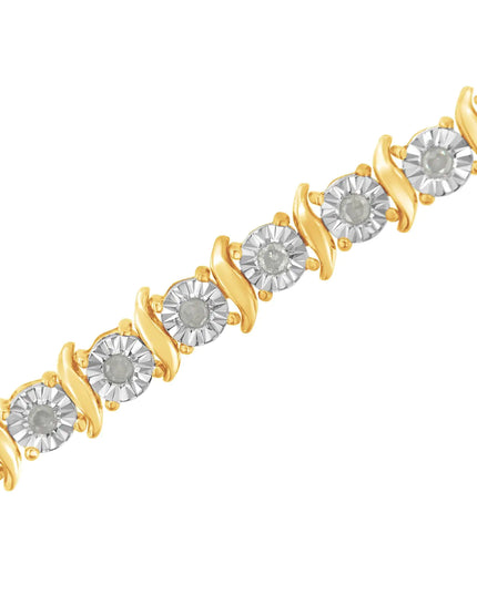 .925 Sterling Silver 1.0 Cttw Diamond S-Curve Link Miracle-Set Tennis Bracelet (I-J Color, I3 Clarity)