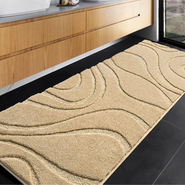 DEXDE Extra-Long Bathroom Rug Runner – 24" x 72", Non-Slip, Machine Washable, Soft Beige Bath Mat