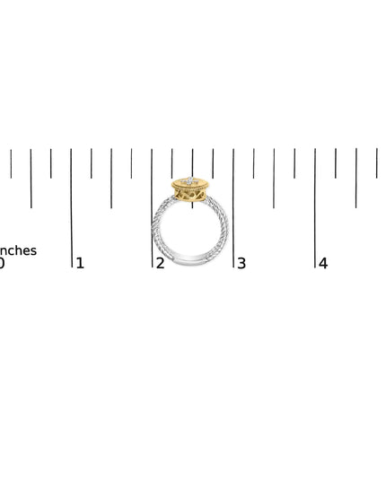 18K Yellow Gold Plated .925 Sterling Silver Diamond Cross Ring with Satin Finish (I-J Color, SI1-SI2 Clarity)