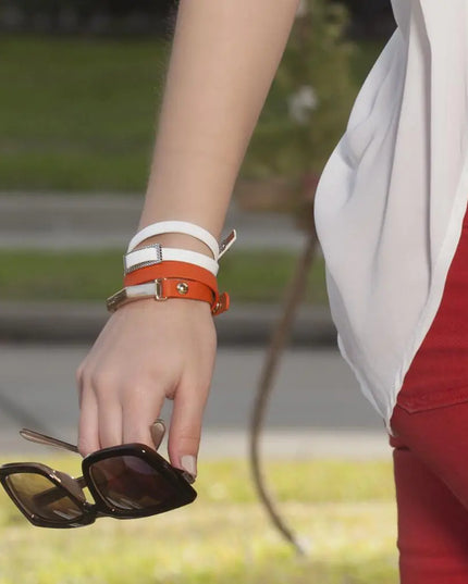 Sash Leather Bracelet- Orange