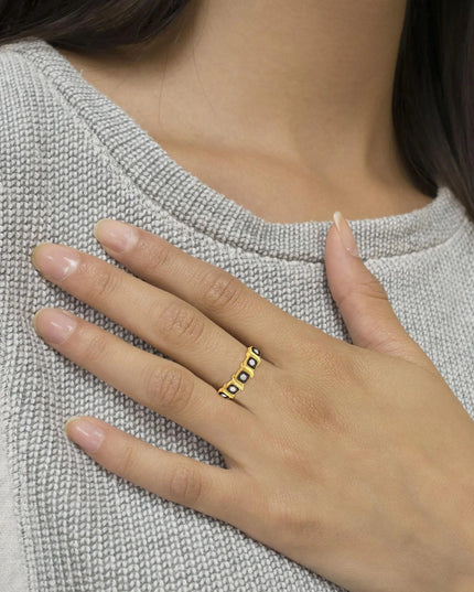10K Yellow Gold Flashed .925 Sterling Silver Miracle-Set Diamond 5-Stone Ring Band (1/4 Cttw, J-K Color, I2-I3 Clarity)