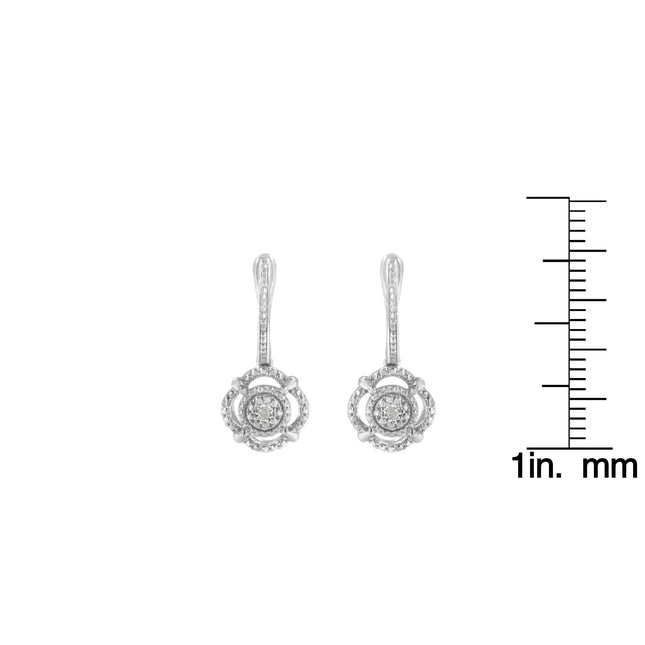 .925 Sterling Silver Miracle-Set Diamond Accent Drop and Dangle Earrings (I-J Color, I3 Clarity)