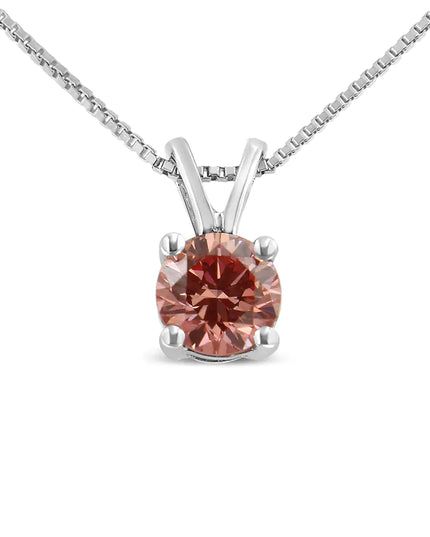 10K White Gold 1/4 Cttw Round Brilliant Cut Lab Grown Diamond 4-Prong Solitaire Pendant Necklace