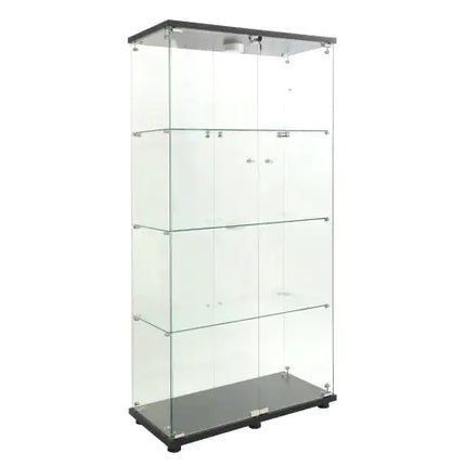 LED Glass Display Cabinet 4 Shelves, Floor-to-ceiling Bookshelves