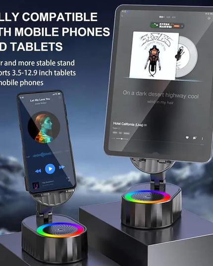 Cell Phone Stand with Wireless Bluetooth Speaker,Induction Speaker HD Surround Sound for Home and Outdoor,Compatible with Iphone/Ipad/Samsung Galaxy