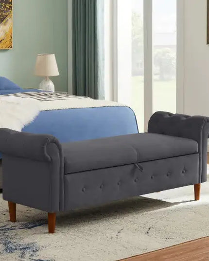 Gray Storage Sofa Stool
