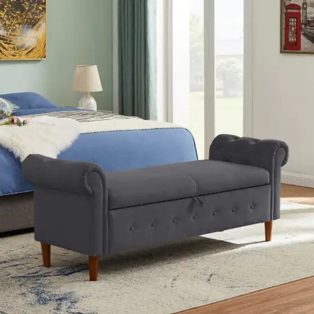 Gray Storage Sofa Stool