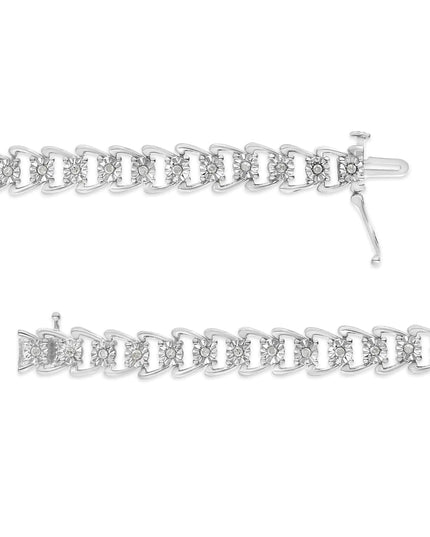 .925 Sterling Silver 1/2 Cttw Diamond Miracle-Set Double Swoosh Wave Style 7" Tennis Bracelet (I-J Color, I3 Clarity)