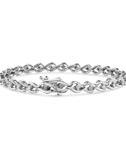 .925 Sterling Silver 1/10 Cttw Round-Cut Diamond Links of Flame Bracelet (I-J Color, I3) - 7.25"