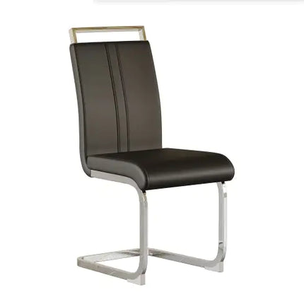 Set of 2 Modern Faux Leather Dining Chairs – High Back Upholstered Side Chairs with C-Shaped Metal Legs for Dining Room, Kitchen, or Office