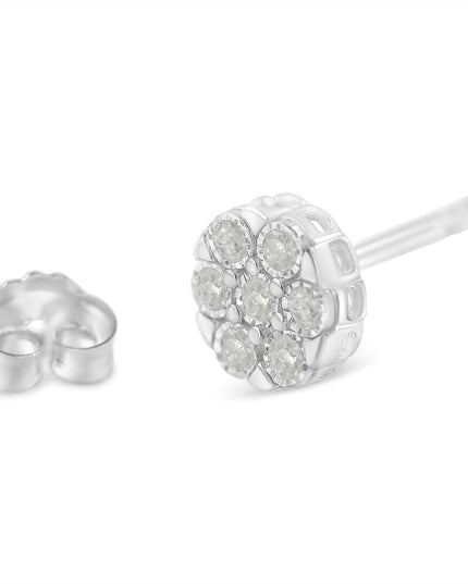Sterling Silver Rose-Cut Diamond Floral Cluster Stud Earring (0.25 cttw, I-J Color, I2-I3 Clarity)