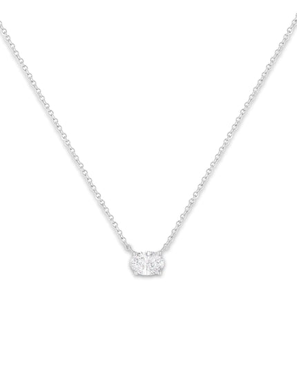 IGI Certified 10K White Gold 1/2 cttw Lab Grown Oval Shape Solitaire Diamond East West 18" Pendant Necklace (E-F Color, VS1-VS2 Clarity)