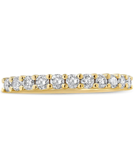 14K Yellow Gold Plated .925 Sterling Silver 1/2 cttw Shared Prong Set Brilliant Round-Cut Diamond 11 Stone Band Ring (J-K Color, SI2-I1 Clarity)