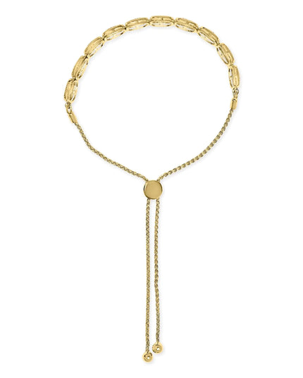 14k Yellow Gold Plated .925 Sterling 5/8 Cttw Diamond Composite Cushion Frame 4”-10” Adjustable Bolo Bracelet (G-H Color, I1-I2 Clarity)