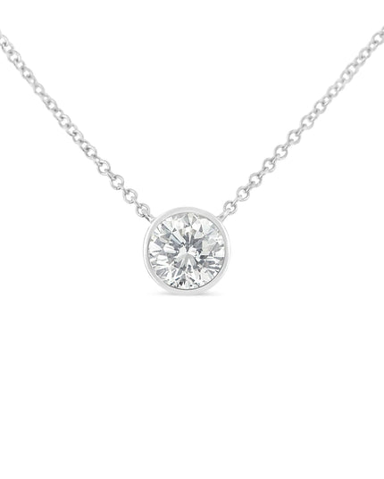 Sterling Silver Bezel-Set Diamond Solitaire Pendant Necklace (1/3 cttw, H-I Color, I1-I2 Clarity)