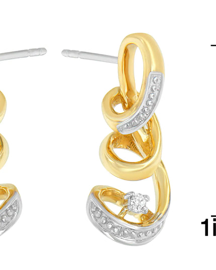 Espira 10K Two Tone Gold Round cut Diamond Earring (0.05 cttw, J-K Color, I2-I3 Clarity)
