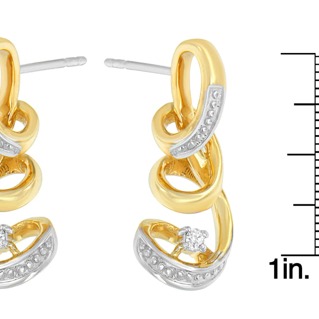 Espira 10K Two Tone Gold Round cut Diamond Earring (0.05 cttw, J-K Color, I2-I3 Clarity)