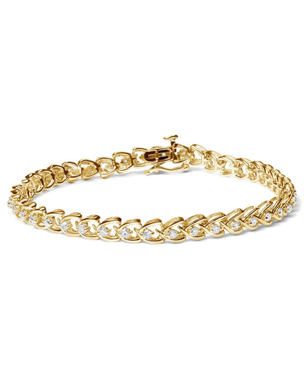 .925 Sterling Silver 1.00 Cttw Diamond C-Shaped Link Bracelet (I-J Color, I3 Clarity)