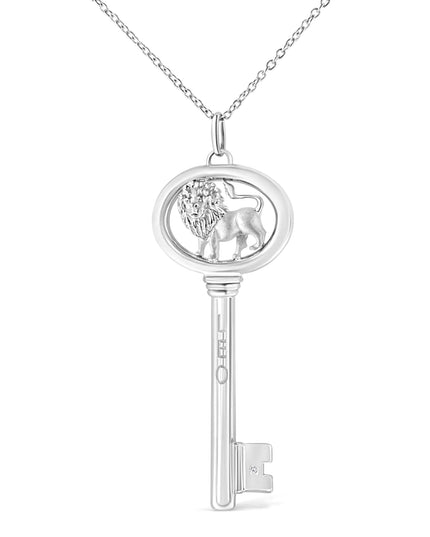 .925 Sterling Silver Diamond Accent Zodiac Key 18" Pendant Necklace (K-L Color, I1-I2 Clarity)
