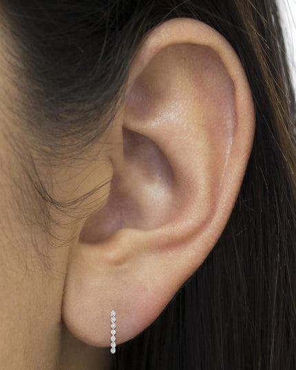 .925 Sterling Silver 1/2 cttw Miracle-Set Diamond 7 Stone Hoop Earrings (I-J Color, I3 Clarity)