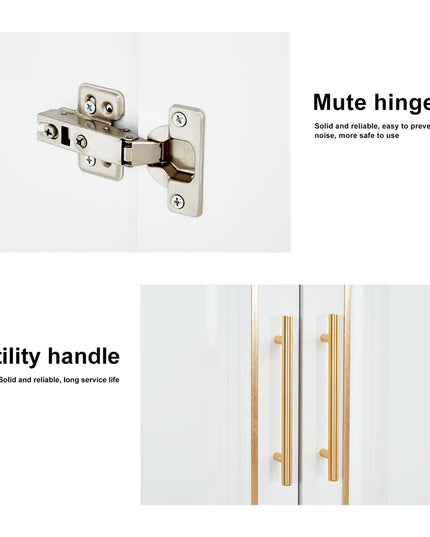 White Freestanding Armoire Wardrobe Closet – 74" H, 3 Doors, 2 Drawers, Hanging Rod & Shelves for Clothes Storage