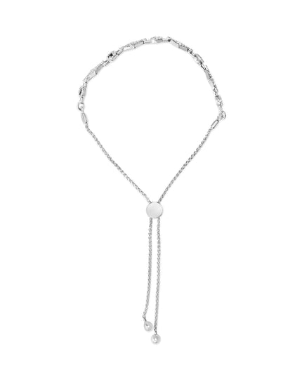 .925 Sterling Silver 1/2 Cttw Diamond Alternating Circle and Kite Link Adjustable Bolo Bracelet (I-J Color, I3 Clarity) - 4" to 10" Inches