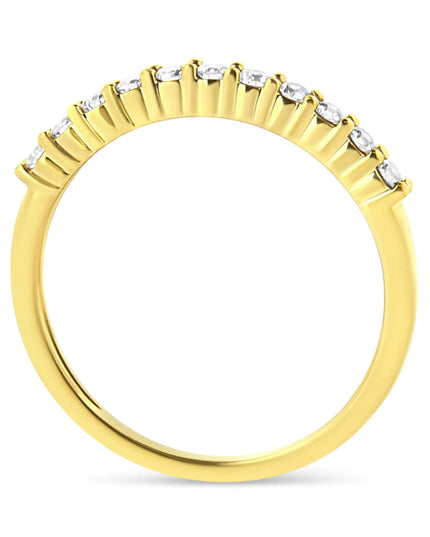 IGI Certified 1/4 Cttw Diamond 10K Yellow Gold Prong Set Fluted Band Style Ring (I-J Color, I2-I3 Clarity)