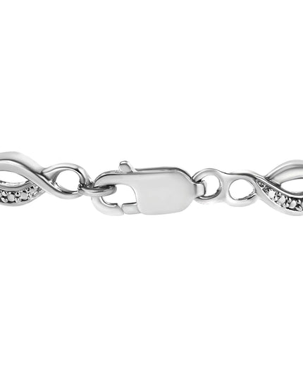 .925 Sterling Silver Prong Set Diamond Accent Curved Spiral Link Bracelet (I-J Color, I3 Clarity) - 7.25"