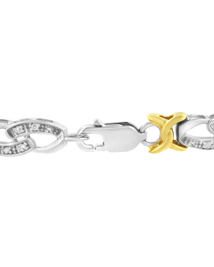 10k Yellow Gold Plated Sterling Silver 1/4 cttw Diamond Infinity and X Link Bracelet (I-J Clarity, I2-I3 Color) - Size 7.25"