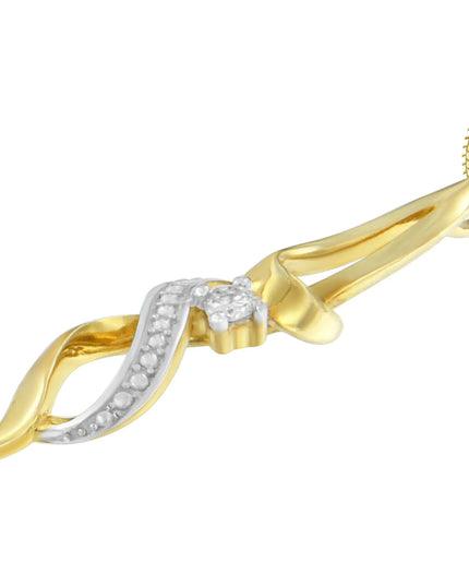 Espira 10K Yellow Gold 1/20 cttw Round Cut Diamond Accent Swirl Pendant Necklace (H-I, I1-I2)