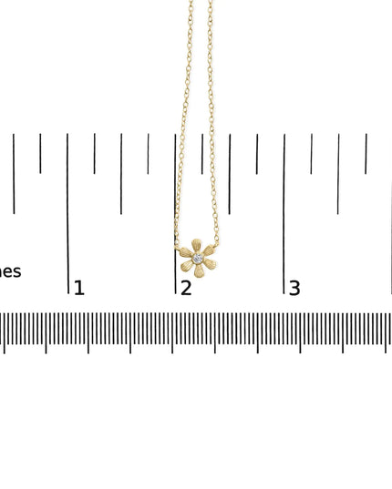 10K Yellow Gold 1/8 Cttw Diamond Floral Station Chain Necklace (I-J Color, I1-I2 Clarity)