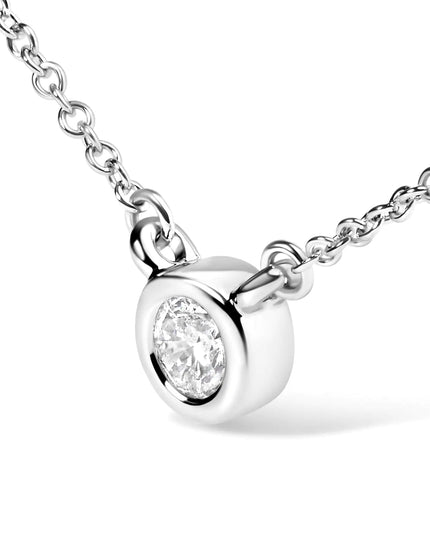 10K Gold 1/10 Carat Round Brilliant-Cut Diamond Modern Bezel-Set Solitaire 16"-18" Pendant Necklace