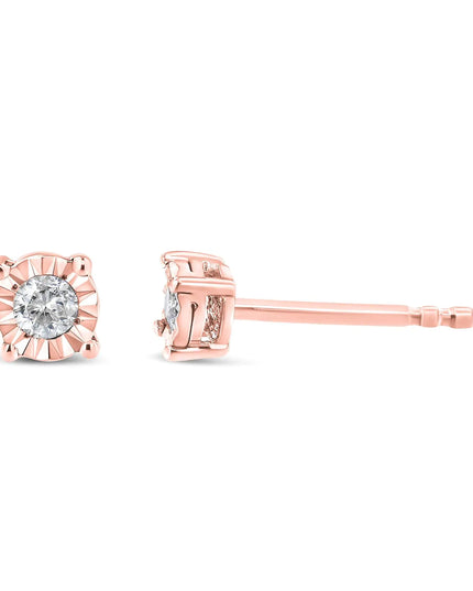 .925 Sterling Silver 1/10 Cttw Round Brilliant-Cut Diamond Miracle-Set Stud Earrings