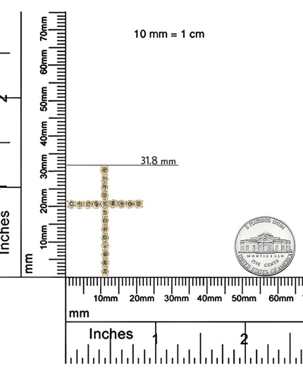 .925 Sterling Silver 1.0 Cttw Champagne Diamond Gold Cross Pendant Necklace for Women (Champagne Color, I1-I2 Clarity)- 18 inch