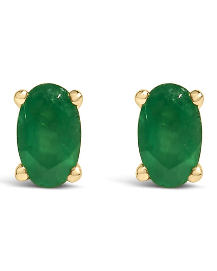 14K Gold Oval Cut Gemstone Birthstone 5x3 mm Stud Earrings