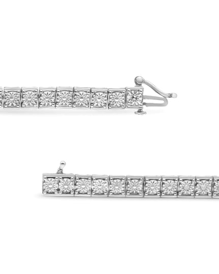 .925 Sterling Silver 1/4 Cttw Diamond Link Bracelet (I-J Color, I2-I3 Clarity) - Size 7.25"