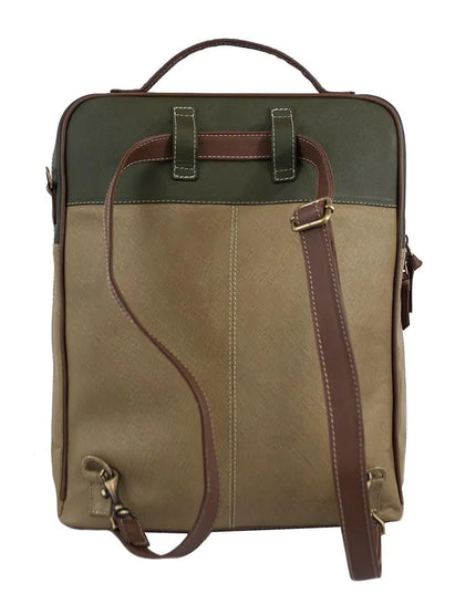 Augusta Leather Backpack-Tan/Olive Green