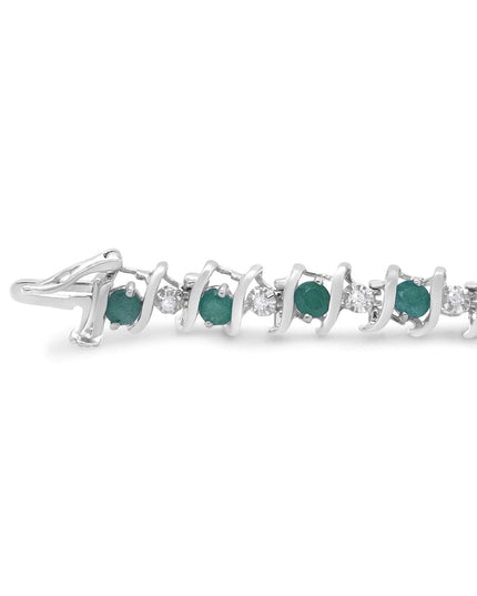 .925 Sterling Silver Lab-Grown Birthstone and 1/6 Cttw Round Diamond Tennis Bracelet (H-I Color, I1-I2 Clarity)