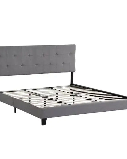 Grey Fabric Oversized Bed Frame, Easy Assembly