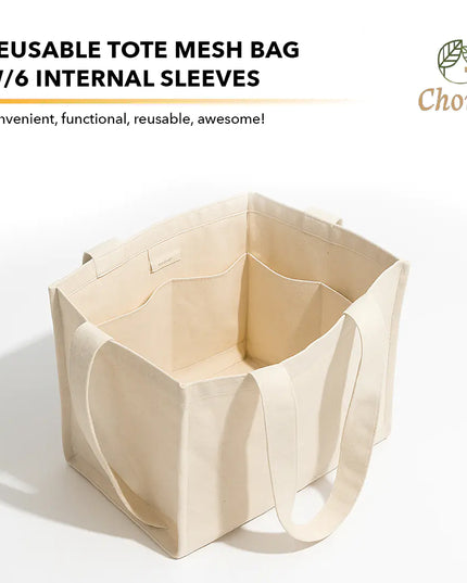 Reusable Tote Mesh Bag w/6 Internal Sleeves w/Logo.