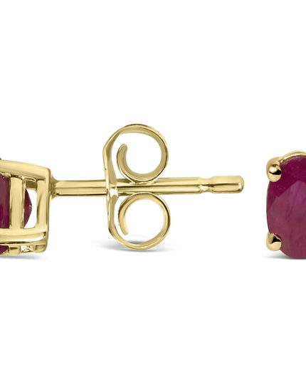 14K Gold Oval Cut Gemstone Birthstone 5x3 mm Stud Earrings